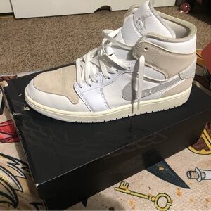 Stylish High-Top Sneakers in White and Beige